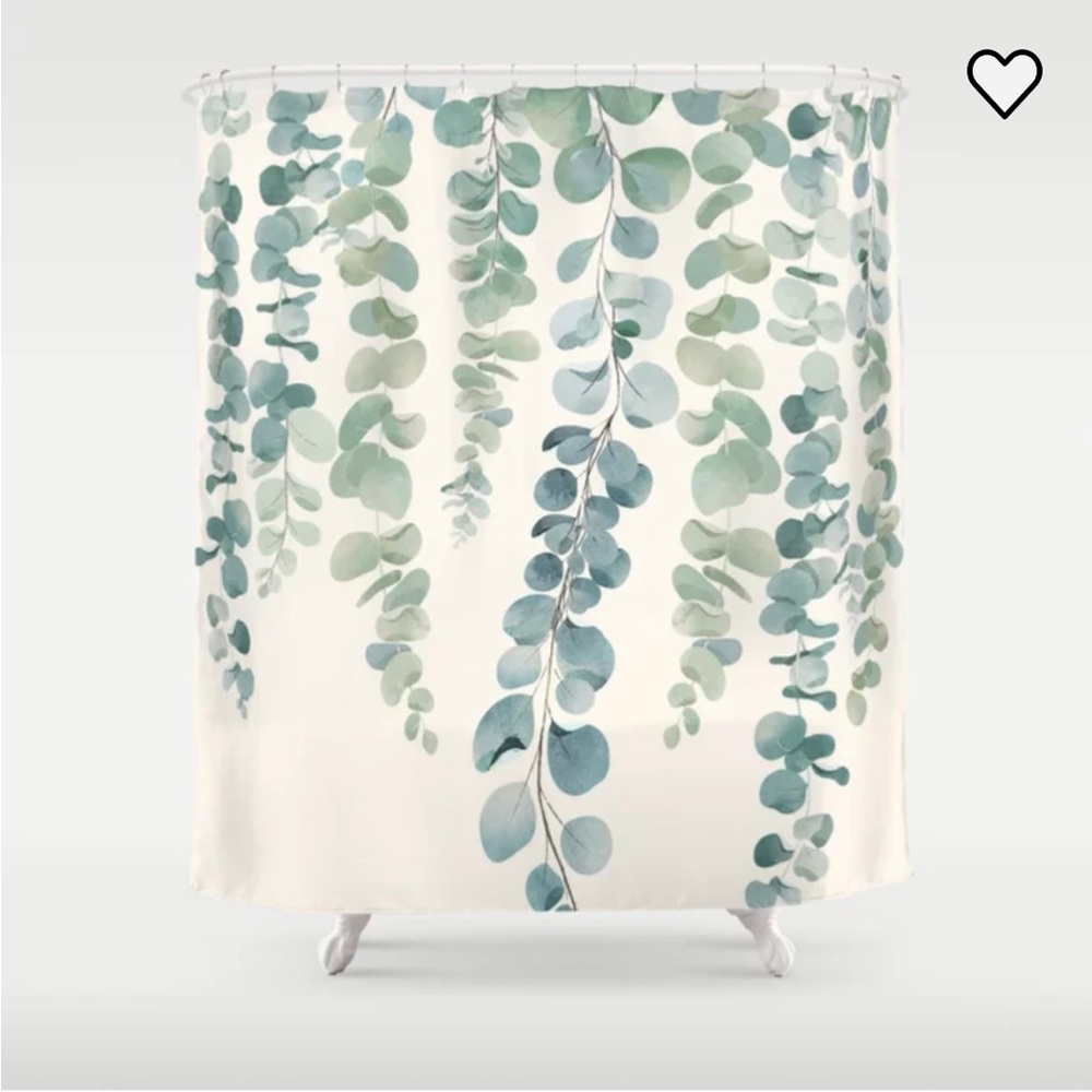 Watercolor Eucalyptus Leaves shower curtain by Nadja (Society 6)